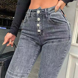 Autumn Winter Women Baggy Jeans Oversize Pants Butterfly Print High Waist Mom Jeans Overalls Streetwea Denim