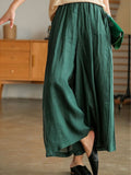 Summer Women's Wide-leg Pants Simple Solid Color Loose Casual Straight All-match Cotton and Linen Women's Nine-point