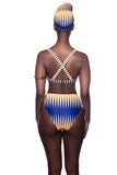 Sexy Beachwear Print Vest And Panty Robe 3 Piece