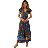 Summer Leisure Hot Holiday Printing Dress Sexy Long Dress Women's
