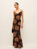 2025 New Sling Print V-Necked Trousers Short-Sleeved Women's Waist French