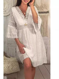 Lace Dress In Spring 2025 V-Neck Lace Sleeve