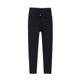 Astetic Skinny Stretch Warm Fleece Jeans High Waist Woman Pencil Pants Streetwear Denim Trousers Vetement Femme Winter