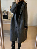 Woman Winter 2022 Single Breasted Thick Sweater Hooded Long Sleeve Tops Coat Oversized Knitted Cardigan Women