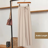 New High Waist Soft Comfort Women's Pants Casual Spring Summer Woman Pants Ice Silk Ankle-Length Trousers Female