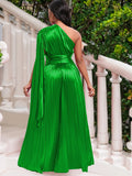 Women's 2025 New One-Shoulder Folded Dress Twill