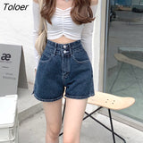 Women Shorts Side-slit Empire Retro Design Straight Denim Trousers Button Summer High Quality All-match Ulzzang Fashion