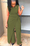Ladies Women Two Piece Set Festival Clothing 2023 V Collar Sleeveless Side Split Extra-long Tops with Formal Work
