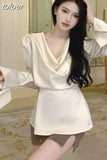 Blusas Mujer De Moda Korean Blouse for Wome Long Sleeve Tunic Temperament Shirts Irregular Bandage Vintage Blouses