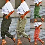 Yskkt Cargo Pants Women High Waist Spring Autumn Pocket Slim Sweatpants Fashion Streetwear Long Overalls Pant Elastics