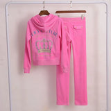 Spring/Fall 2 PiecesSet Sweatsuit Hoodies Long Sleeve Tops And Pants Fashion Pattern Velvet Women Tracksuit for Sport