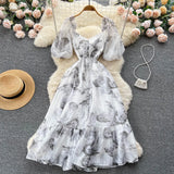 Coat Collar Fairy Summer Dress Design Dress Waist Ink Niche New Dress