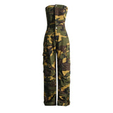 Toloer New Fashion Spray Color Camouflage Wipe Chest Integrated Overalls Sexy Hot Girl Jumpsuit Woman-Outfit