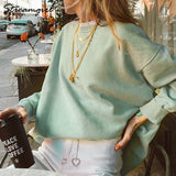 Women Vintage Sweatshirt Oversize Winter Fleece Sweatshirts Casual Green 2020 Autumn Warm Oversized Sweatshirt Women