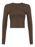 Basic Solid Long Sleeve Crop Top-Outfit