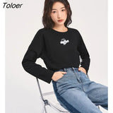 Women Tees 2022 Autumn Long Sleeve O Neck Loose T-shirt Funny Print Pure Cotton Basic Casual Streetwear