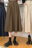 Women Solid Color A- Line Skirt High Waist Elastic Waist Hip Hop Harajuku All-Match Korean Style Streetwear Skirts