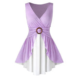 Tank Top Women Slim Overlap Two Piece Button Detail Tunic Shirts Summer Ladies Casual Sleeveless Loose Shirt