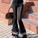 Mm Dopamine Wearing Gradient Love Straps With Ripped Jeans Women's Large Size Loose Thin Broad Leg