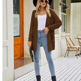 Casual Knitted Long Cardigan Sweater Women Knitwear Coats Elegant Winter Female Tops Cardigans with Pockets Mujer