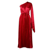 Women's 2025 New One-Shoulder Folded Dress Twill