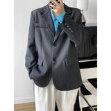 Women‘s Gray Beige Elegant Blazer Embroidery Sleeve Detailed Flap Pocket Jacket Shoulder Pad Autumn Casual Female