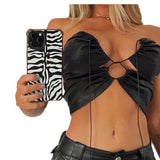 Toloer Women's Ins Wind 2024 Summer New One-Line Collar Wrapped Chest Hanging Neck Strap Sexy Slim Small Vest-Outfit