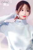 Women Turtleneck Sweater Solid Color Embroidery Cartoon Panda Bear Cute Streetwear Pullovers Knitted Female Clothes