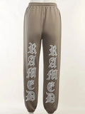 Gothic Chain Bandage Wide Leg Pants Women Oversize Low Rise Dark Academic Trousers Streetwear 90s Baggy Pant Punk Styl