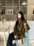 Autumn And Winter New Women's Commuting Collar Button Belt Belt Coat