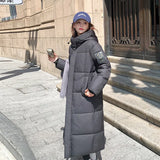 Black Gold Cotton-Padded Jacket Women's Winter Coat Loose Medium Long Thick Cotton-Padded Jacket 2024 New Fashionable Bread Clothes-Outfit