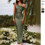 2025 Shoulder-To-Shoulder Collar Temperament Strap Elegant Sexy Dress Elastic Tight Ass Long