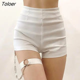 Sexy High Waist Women Skinny Shorts 2023 Summer Chain Black Goth Short Pants Woman Harajuku Y2K Bandage Shorts Ladies