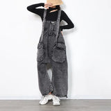 Toloer Waist Strap Jeans Fall 2024 New Loose Version Large Pocket Design Personality Wide Leg Pants Woman-Outfit