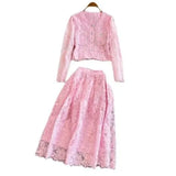 Two Sets Of Femininity Famous Lady Light Luxury Thin Lace Embroidery Nail Studded Dress Skirt