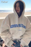 Print Hoodies Women Vintage Autumn Winter Long Sleeves Sweatshirt Harajuku Casual Warm Oversized Streetwear Pullover