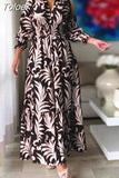 For Women 2023 Autumn And Winter Long Swing Dress Bohemian Floral Print Long Sleeve Robe Longue Femme Party Maxi