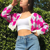 Knitted Cropped Cardigans for Women Korean Buttoned Oversized Sweater Fashion Autumn 2020 Women's Clothing V-Neck