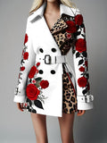 New Fashion Temperament Print Collar Coat Women's