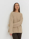 Toloer / Winter 2024 Round Collar Loose Long Sleeve Basic Casual Sweater