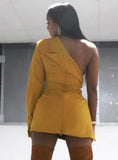 Sexy Patch One Shoulder Split Blazer
