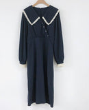 New S-XL Spring robe lace girls Casual Boho OL Casual blue long Sleeve Women Dresses Female Dress braces Robe Femme