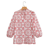Women's Pineapple Embroidered Collar Shirt