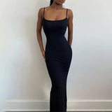 Backless Slim Sexy Slip Maxi Dress 2022 Spring Women Party Y2K Concise Bodycon Dress Summer Elegant Clothing