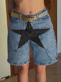 denim shorts with a five-pointed