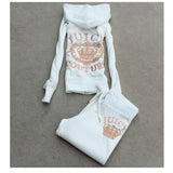 Piece Casual Velet Tracksuit Women's Sets Hooded Long Sleeve Women Zipper Suit Spring Fall Letter Pattern Sport Pants 1028-0-Outfit