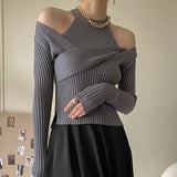 Green Slim High Elastic Knitting Sweater Round Neck Long Sleeve Women Pullovers New Fashion Autumn Winter 2022