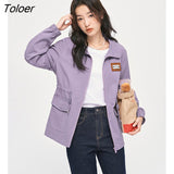 Women Trench Coat 2022 Autumn Long Sleeve Drawstring Waist Windbreaker with Large Pocket Purple Casual Parker