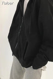 Embroidery Hoodies Women Autumn Harajuku Hip Hop Jacket Zip Up Hoodie Y2K Street Loose Casual Grunge Sweatshirt
