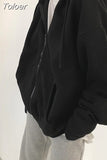 Zip Up Hoodies Women Grunge Goth Letter Print Oversized Jackets Autumn Winter Harajuku Hip Hop Streetwear Hooded